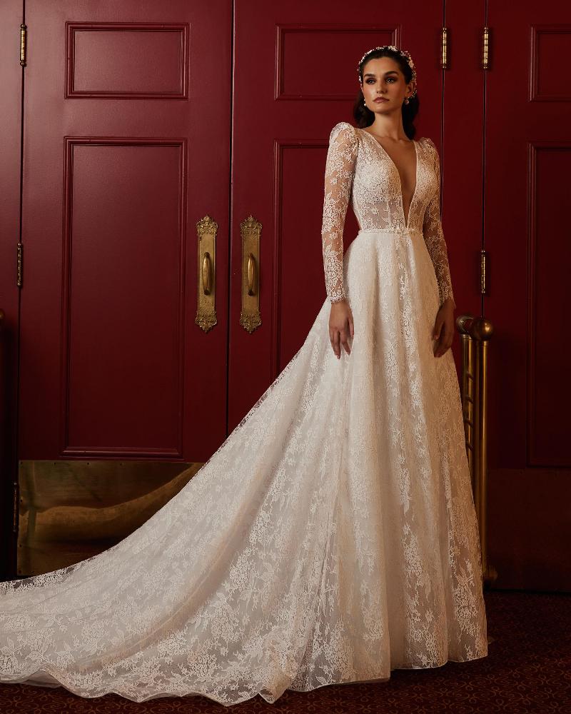 122112 modern sexy wedding dress with sleeves and backless a line design3
